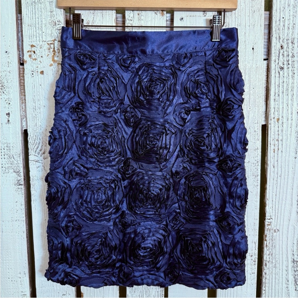 Say Nicol Floral Rose‎ Mini Skirt Size Small Navy Blue Whimsy Coquette Romantic